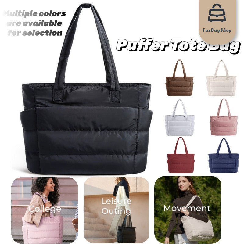 Tas Puffer Tote Bag Women's Single-shoulder Large Capacity Handbag Lightweight Travel Bag Fitness Bag