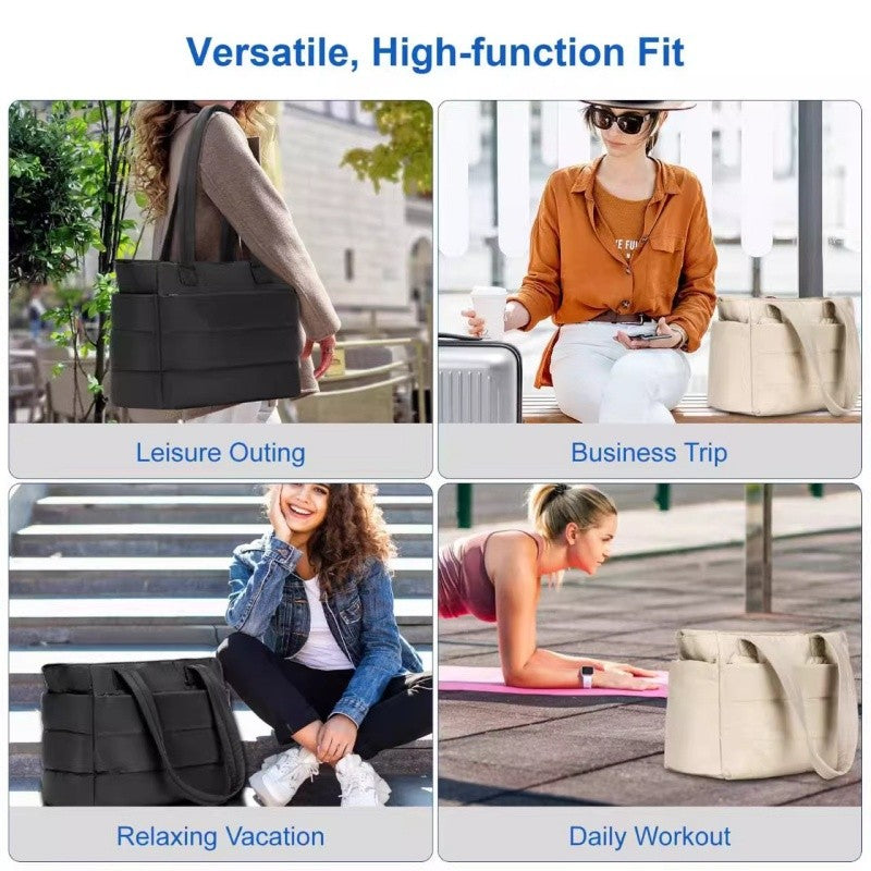 Tas Puffer Tote Bag Women's Single-shoulder Large Capacity Handbag Lightweight Travel Bag Fitness Bag