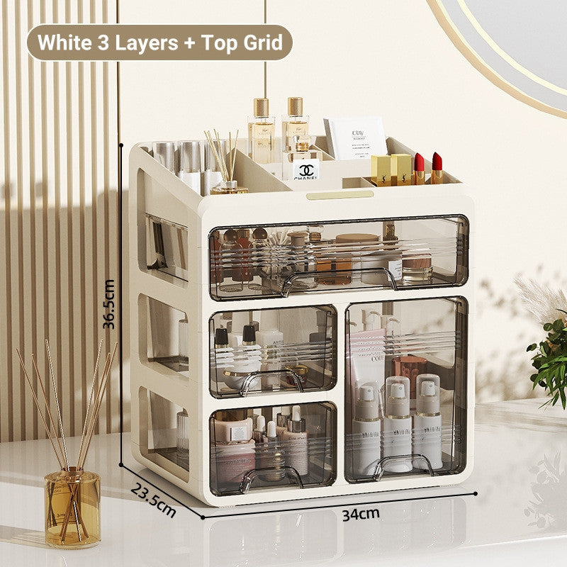 Drawer-Style Desktop Storage Box for Student Stationery Cosmetics Office Table Desk Dustproof Organiser