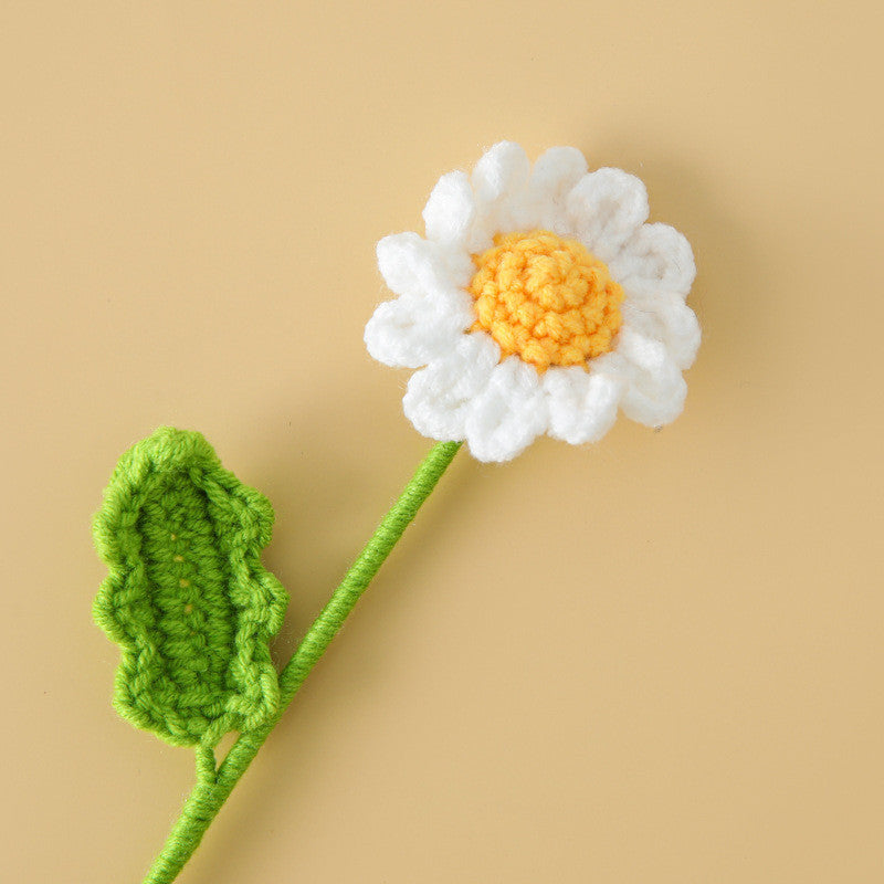 Hand-knitted Crochet Flowers Rose/Sunflower/Tulip/Daisy Crochet Flower Bouquet Gift for Mother Teacher