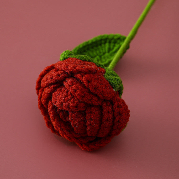 Hand-knitted Crochet Flowers Rose/Sunflower/Tulip/Daisy Crochet Flower Bouquet Gift for Mother Teacher