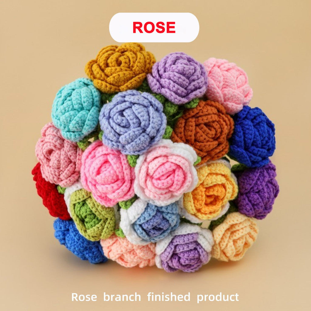 Hand-knitted Crochet Flowers Rose/Sunflower/Tulip/Daisy Crochet Flower Bouquet Gift for Mother Teacher