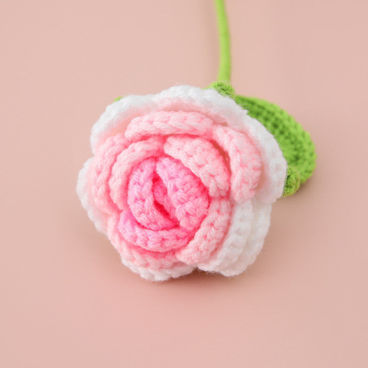 Hand-knitted Crochet Flowers Rose/Sunflower/Tulip/Daisy Crochet Flower Bouquet Gift for Mother Teacher