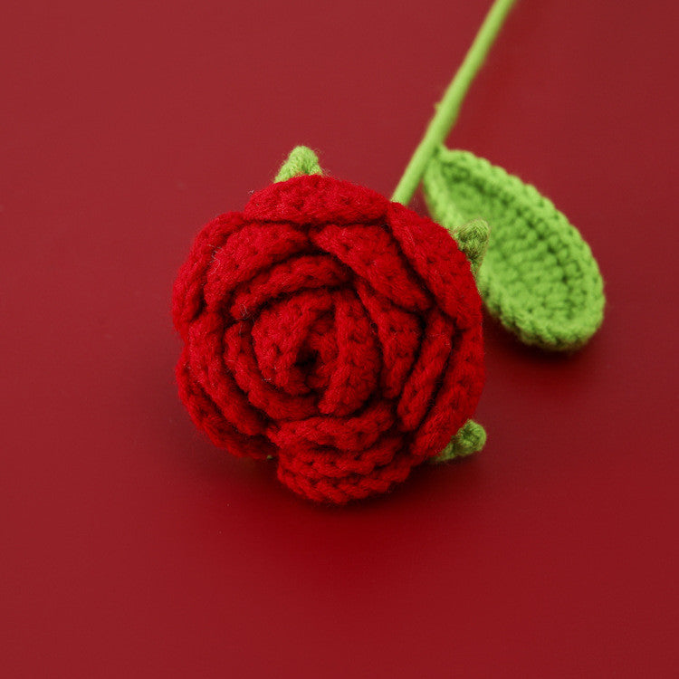 Hand-knitted Crochet Flowers Rose/Sunflower/Tulip/Daisy Crochet Flower Bouquet Gift for Mother Teacher