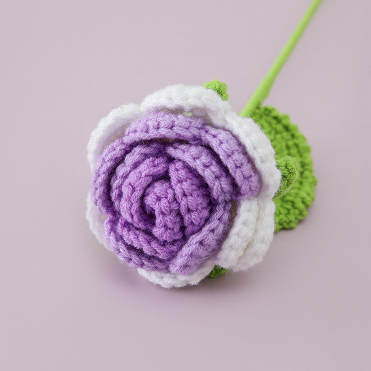 Hand-knitted Crochet Flowers Rose/Sunflower/Tulip/Daisy Crochet Flower Bouquet Gift for Mother Teacher