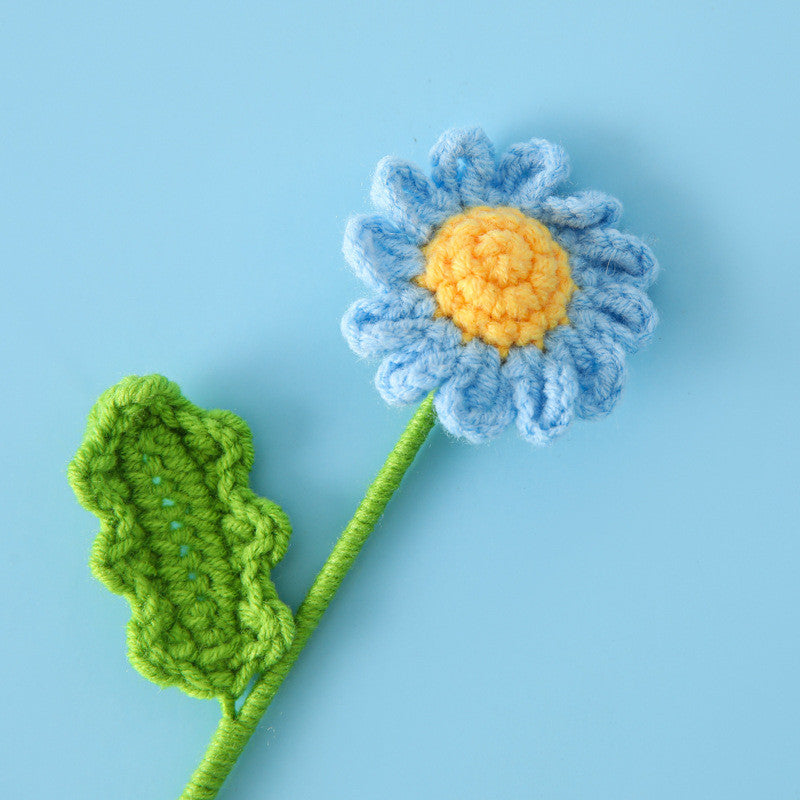 Hand-knitted Crochet Flowers Rose/Sunflower/Tulip/Daisy Crochet Flower Bouquet Gift for Mother Teacher