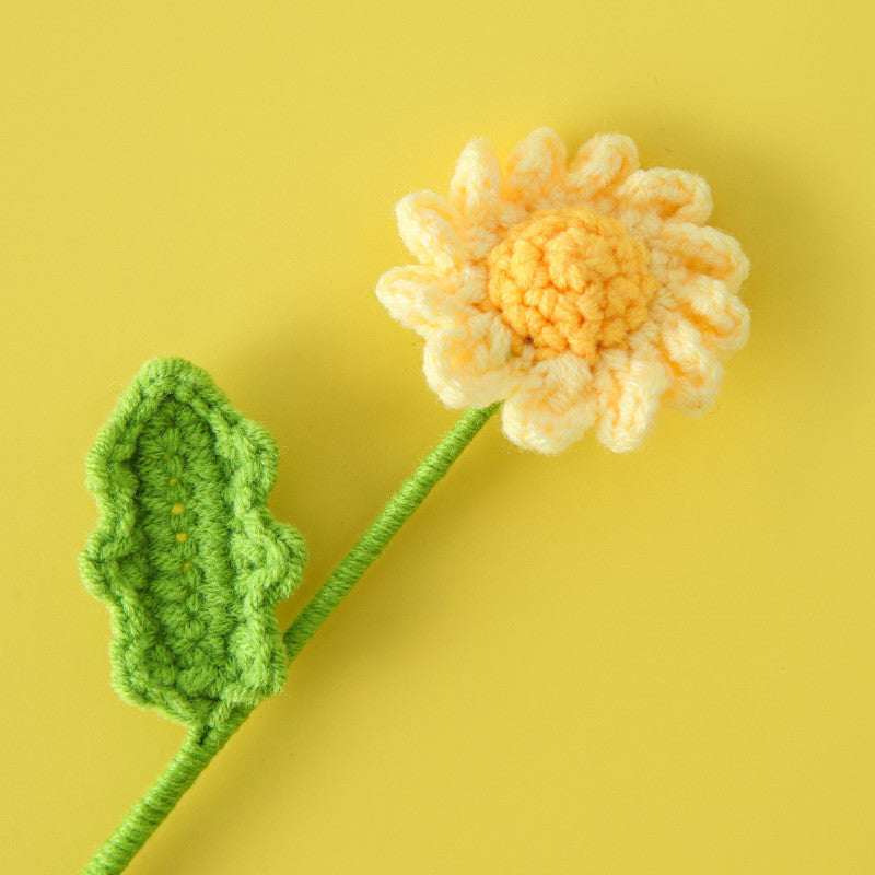 Hand-knitted Crochet Flowers Rose/Sunflower/Tulip/Daisy Crochet Flower Bouquet Gift for Mother Teacher