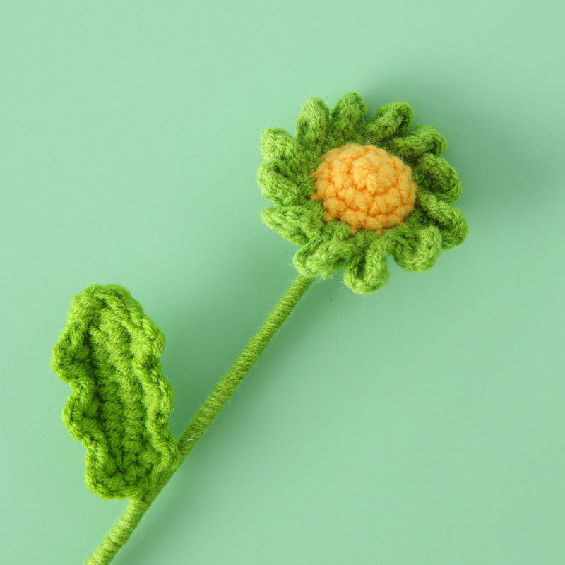 Hand-knitted Crochet Flowers Rose/Sunflower/Tulip/Daisy Crochet Flower Bouquet Gift for Mother Teacher
