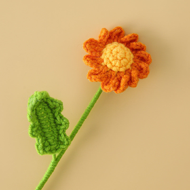 Hand-knitted Crochet Flowers Rose/Sunflower/Tulip/Daisy Crochet Flower Bouquet Gift for Mother Teacher