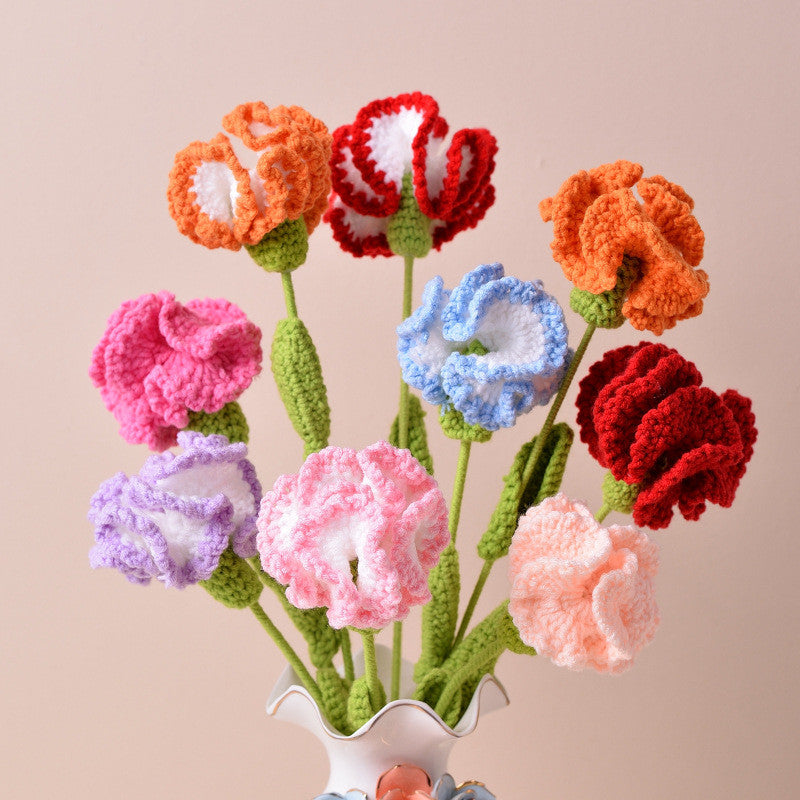 Hand-knitted Crochet Flowers Rose/Sunflower/Tulip/Daisy Crochet Flower Bouquet Gift for Mother Teacher