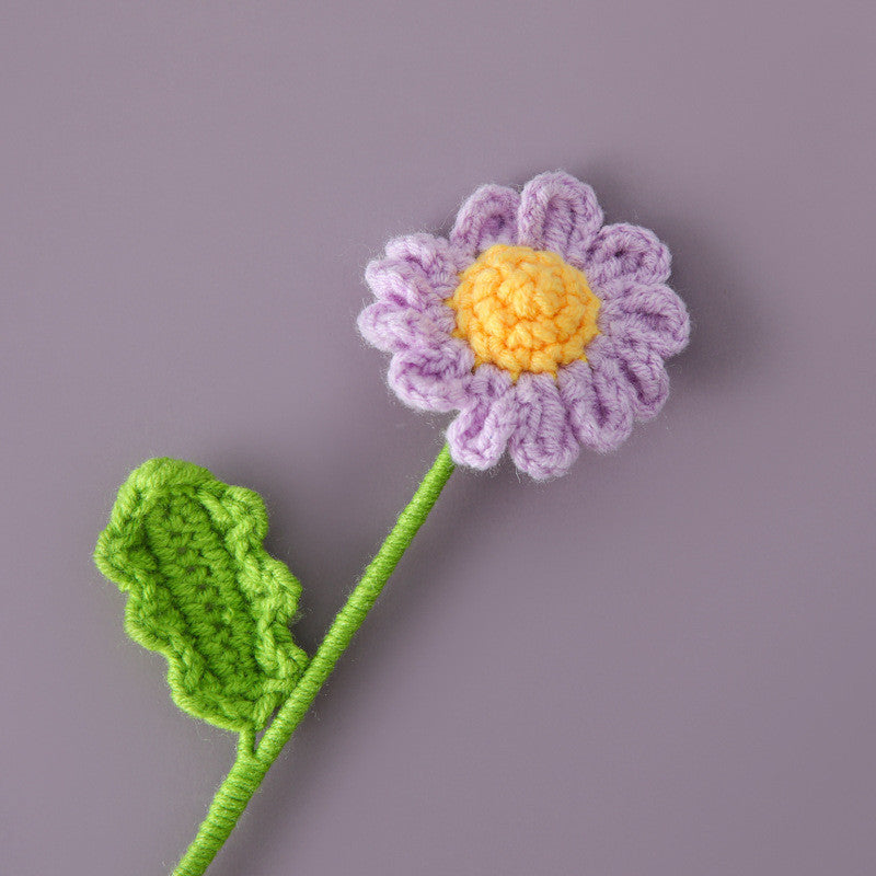 Hand-knitted Crochet Flowers Rose/Sunflower/Tulip/Daisy Crochet Flower Bouquet Gift for Mother Teacher