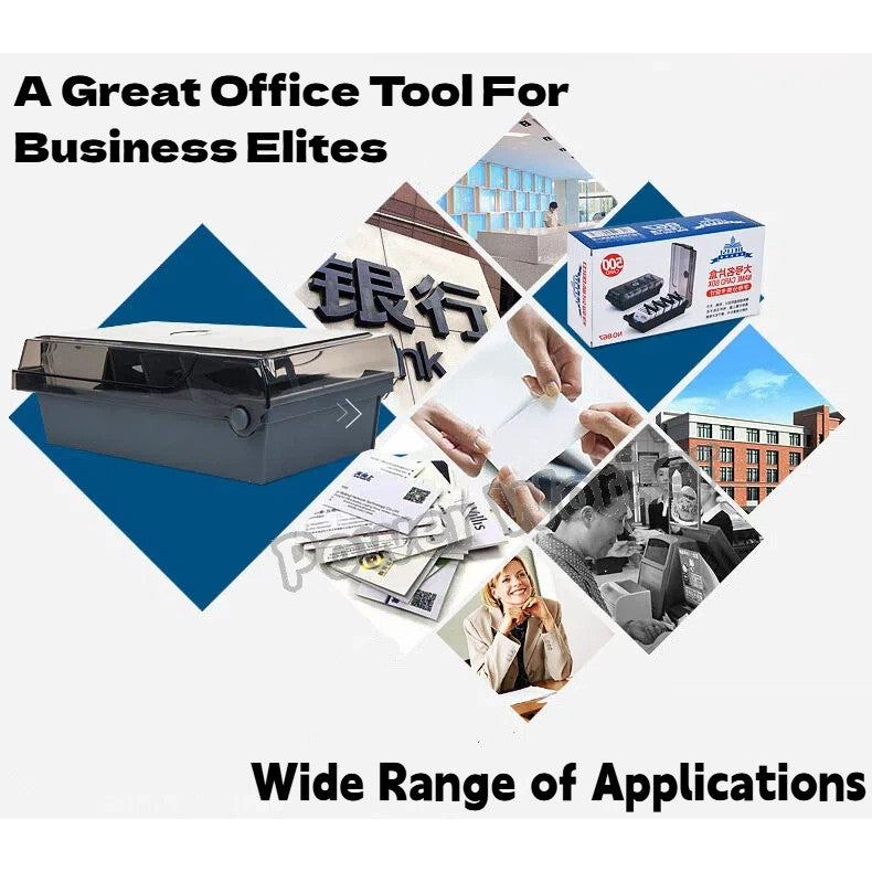Desktop Business Card Storage Organizer Box, Large Capacity with Dividers & A‑Z Index Tabs for Office CardCase