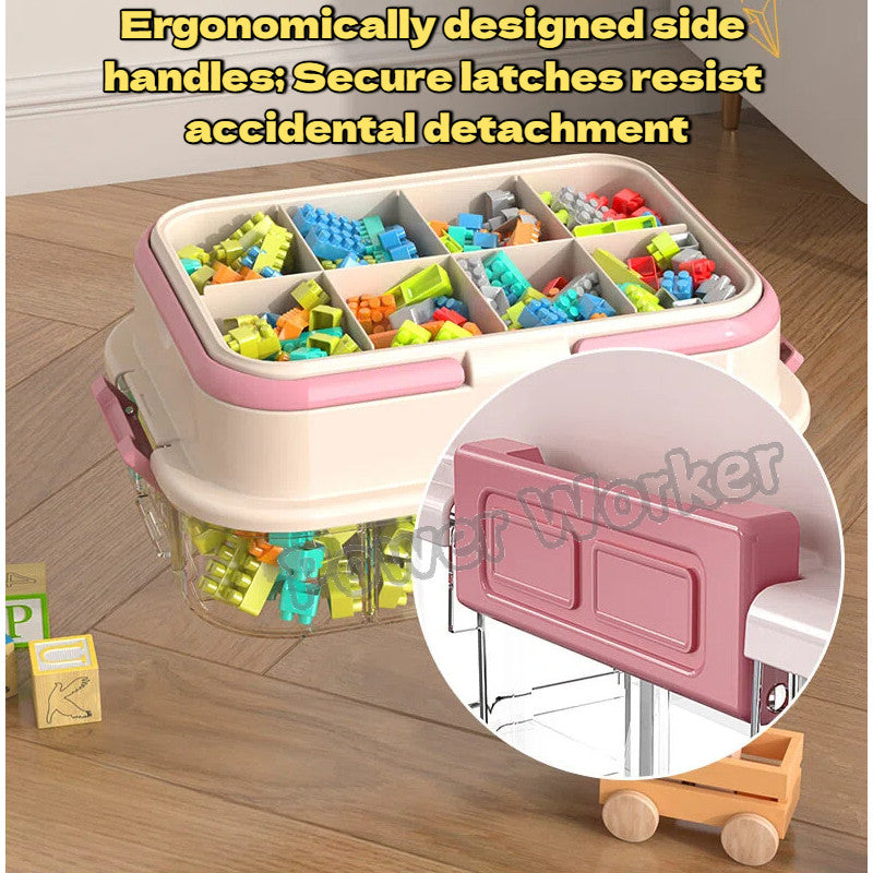 1/2/3Tier Stackable Building Block Storage Box for Kids | Small Toy Organizer with Lid | Transparent Container