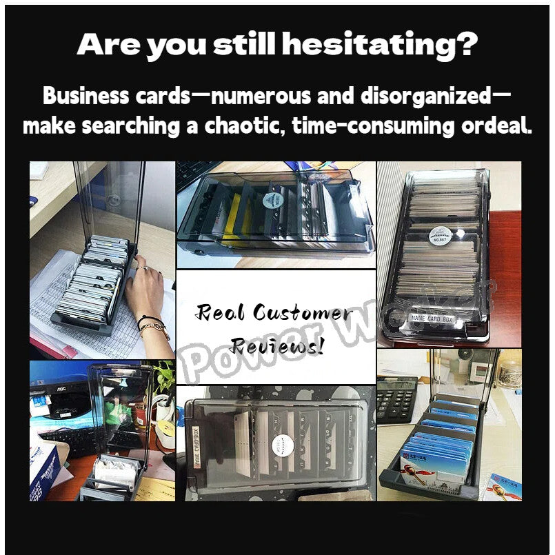 Desktop Business Card Storage Organizer Box, Large Capacity with Dividers & A‑Z Index Tabs for Office CardCase