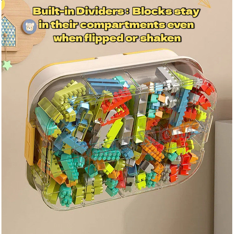 1/2/3Tier Stackable Building Block Storage Box for Kids | Small Toy Organizer with Lid | Transparent Container