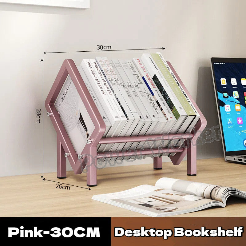 Sloped Tilting Carbon Steel Desktop Book shelf, Table Display Organizer for Office Document CD Storage