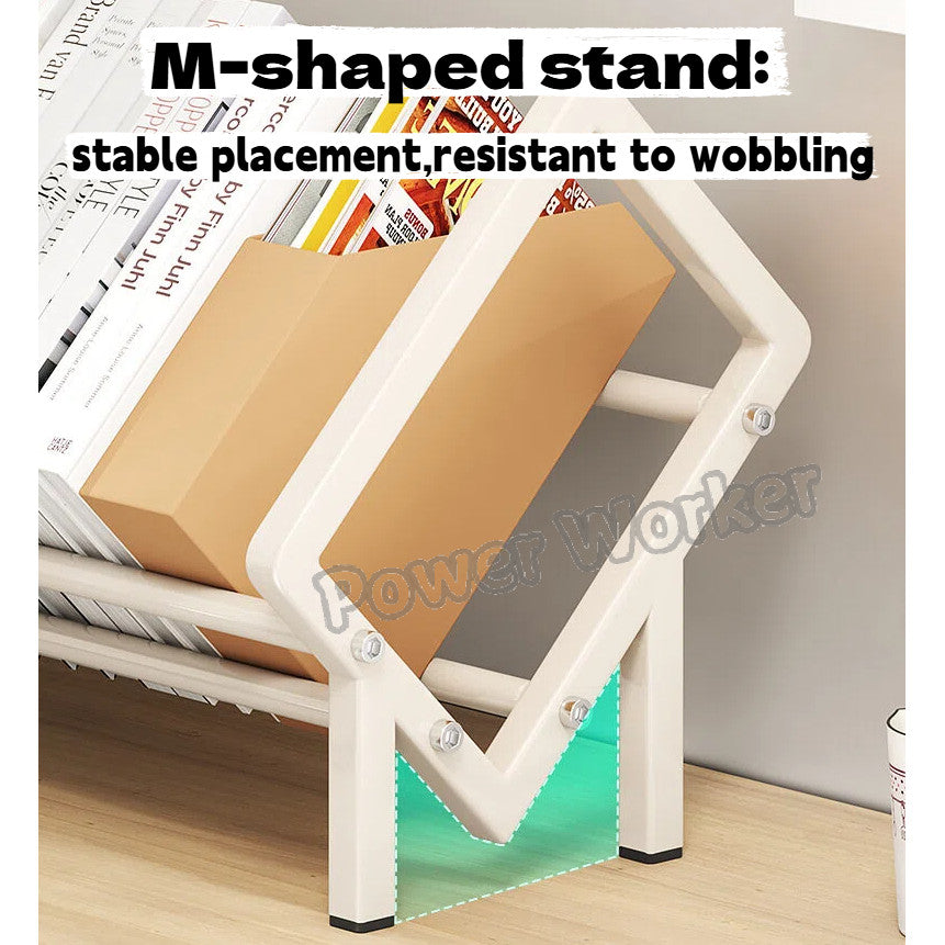 Sloped Tilting Carbon Steel Desktop Book shelf, Table Display Organizer for Office Document CD Storage