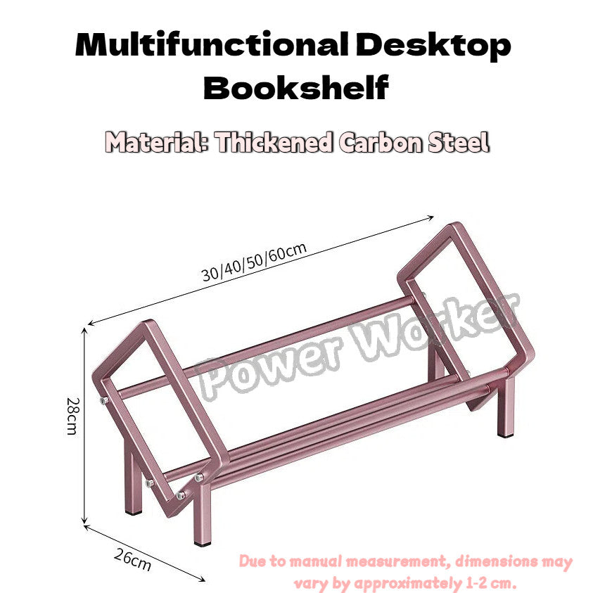 Sloped Tilting Carbon Steel Desktop Book shelf, Table Display Organizer for Office Document CD Storage