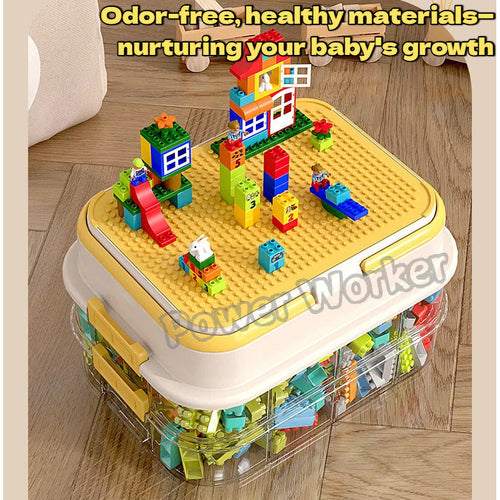 1/2/3Tier Stackable Building Block Storage Box for Kids | Small Toy Organizer with Lid | Transparent Container