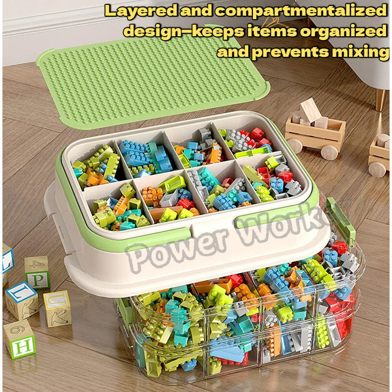 1/2/3Tier Stackable Building Block Storage Box for Kids | Small Toy Organizer with Lid | Transparent Container