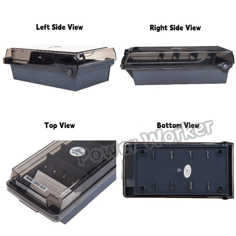 Desktop Business Card Storage Organizer Box, Large Capacity with Dividers & A‑Z Index Tabs for Office CardCase