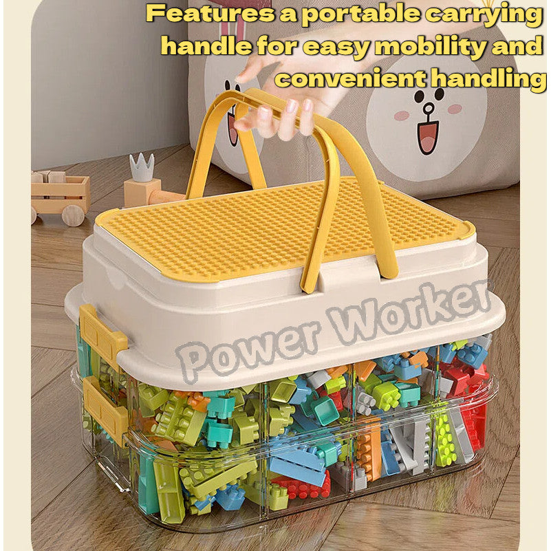 1/2/3Tier Stackable Building Block Storage Box for Kids | Small Toy Organizer with Lid | Transparent Container