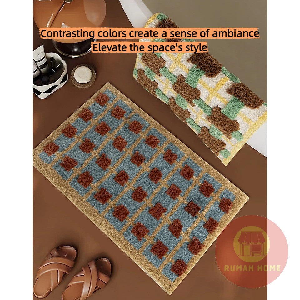 Retro-Style Bathroom Floor Mat Super Absorbent, Quick-Drying, Non-Slip, Stain-Resistant Carpet