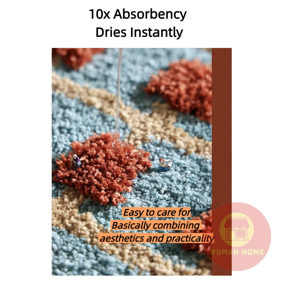 Retro-Style Bathroom Floor Mat Super Absorbent, Quick-Drying, Non-Slip, Stain-Resistant Carpet