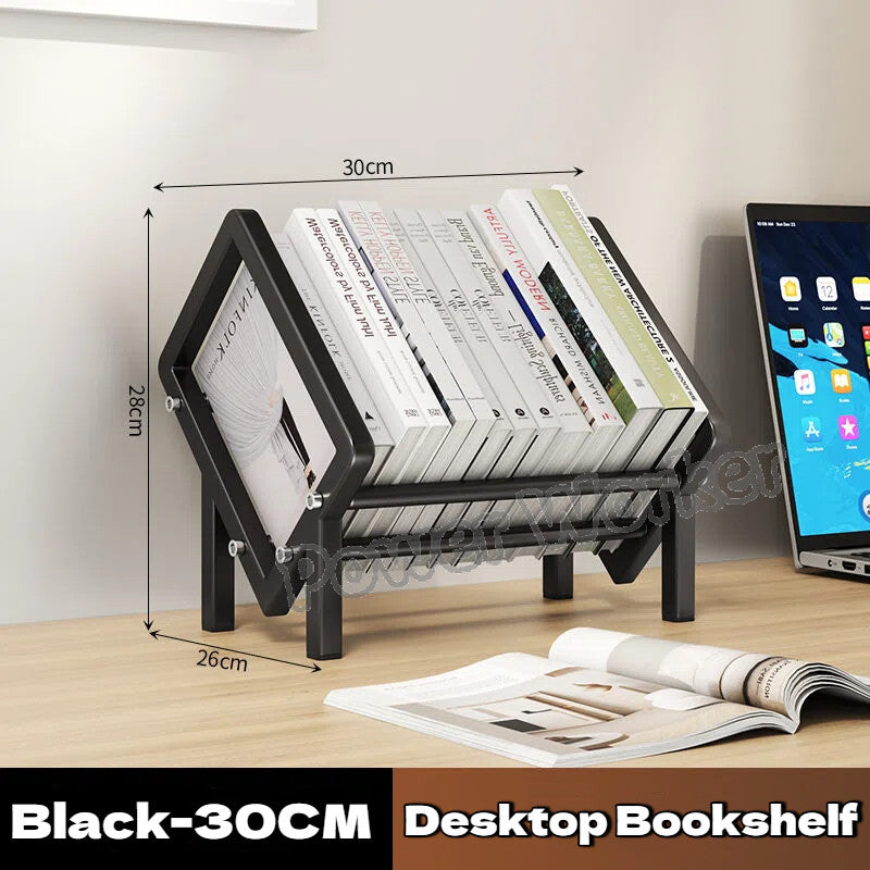 Sloped Tilting Carbon Steel Desktop Book shelf, Table Display Organizer for Office Document CD Storage
