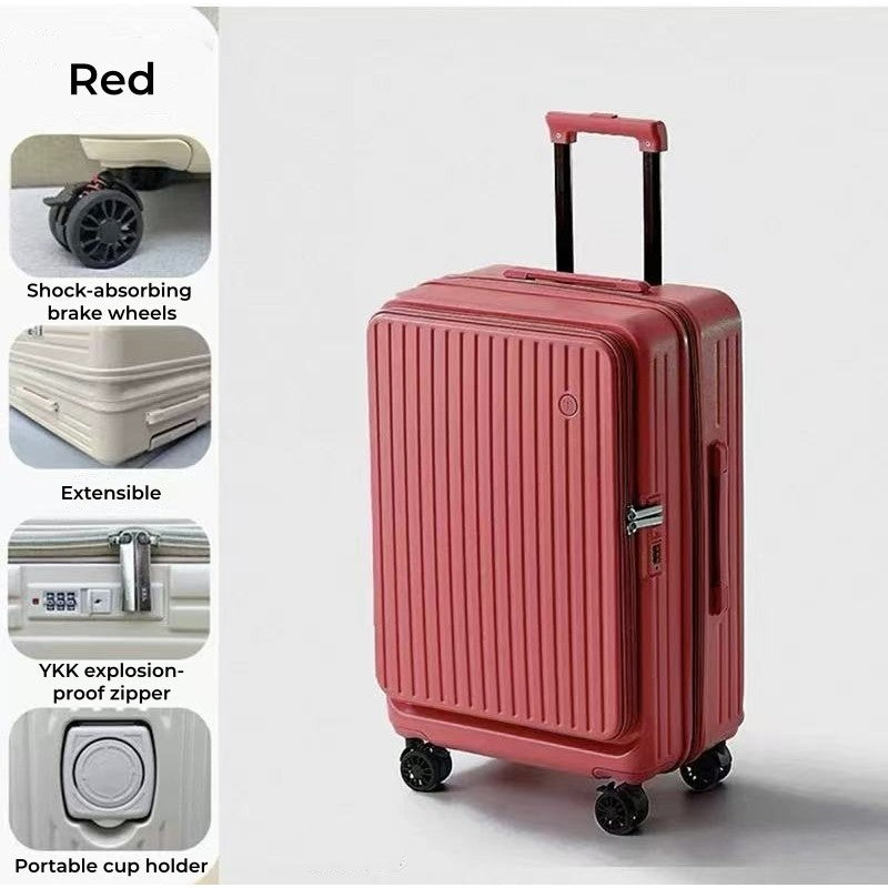 20/28 Inch Expandable Luggage, Lightweight Rolling Suitcase with Cup Holder, Multifunctional Travel Trolley