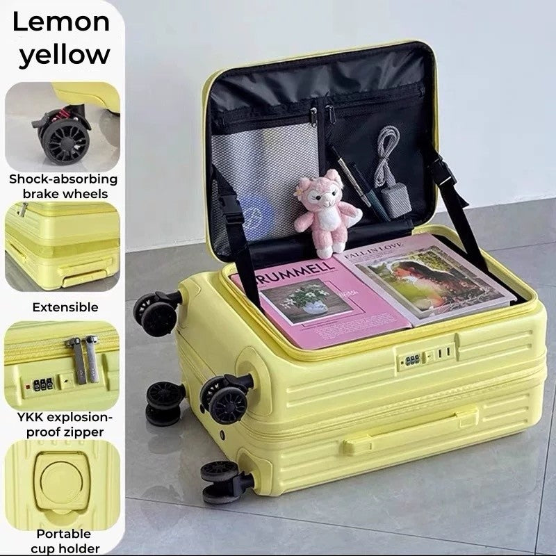 20/28 Inch Expandable Luggage, Lightweight Rolling Suitcase with Cup Holder, Multifunctional Travel Trolley