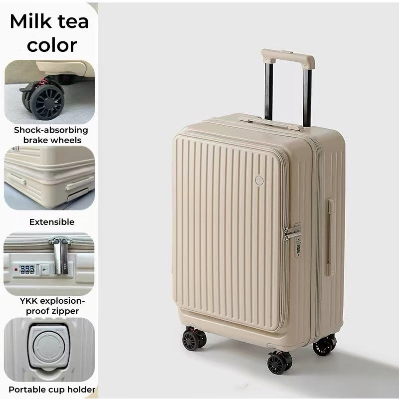 20/28 Inch Expandable Luggage, Lightweight Rolling Suitcase with Cup Holder, Multifunctional Travel Trolley