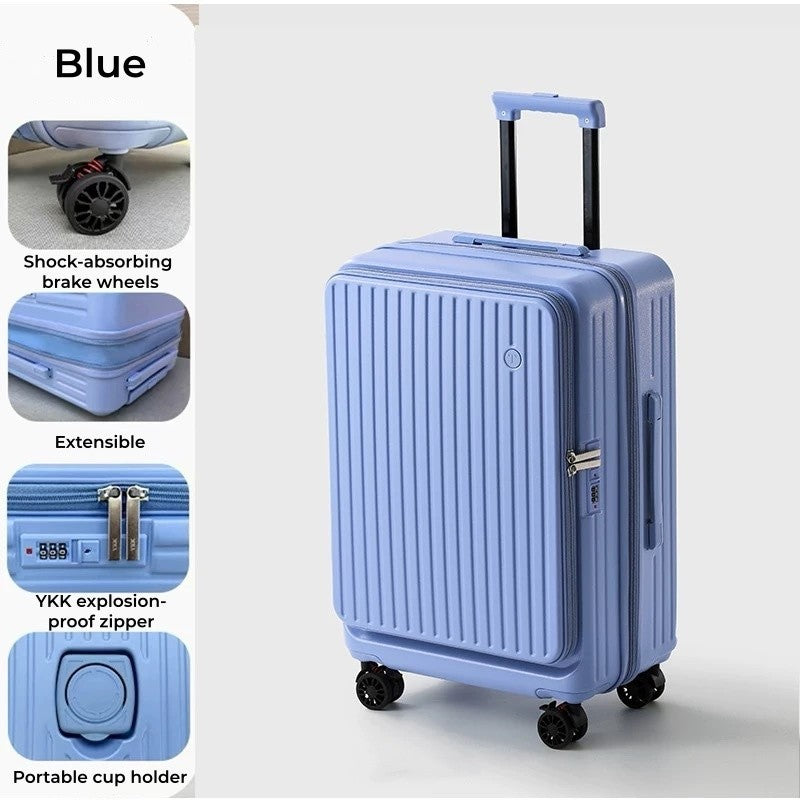 20/28 Inch Expandable Luggage, Lightweight Rolling Suitcase with Cup Holder, Multifunctional Travel Trolley