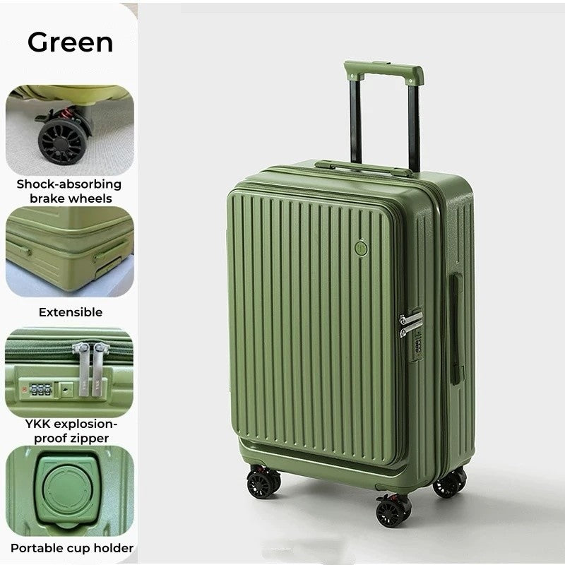 20/28 Inch Expandable Luggage, Lightweight Rolling Suitcase with Cup Holder, Multifunctional Travel Trolley