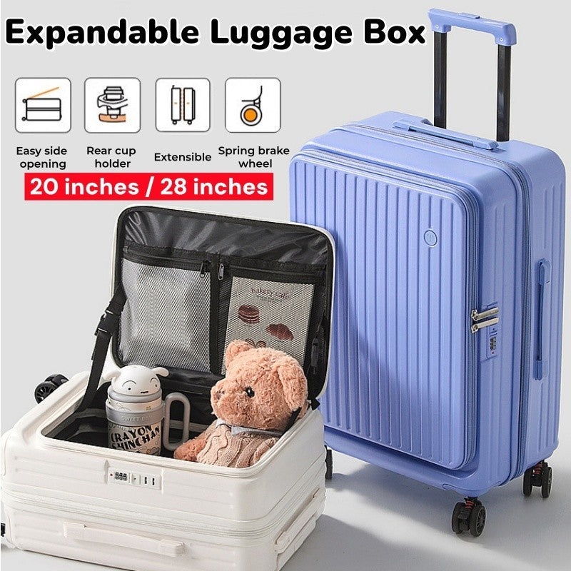20/28 Inch Expandable Luggage, Lightweight Rolling Suitcase with Cup Holder, Multifunctional Travel Trolley