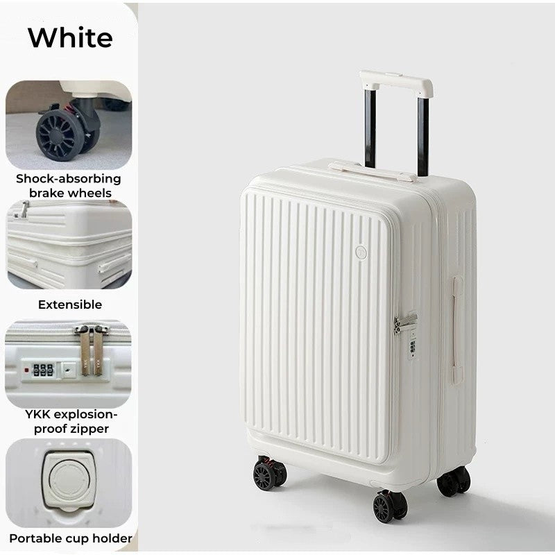 20/28 Inch Expandable Luggage, Lightweight Rolling Suitcase with Cup Holder, Multifunctional Travel Trolley