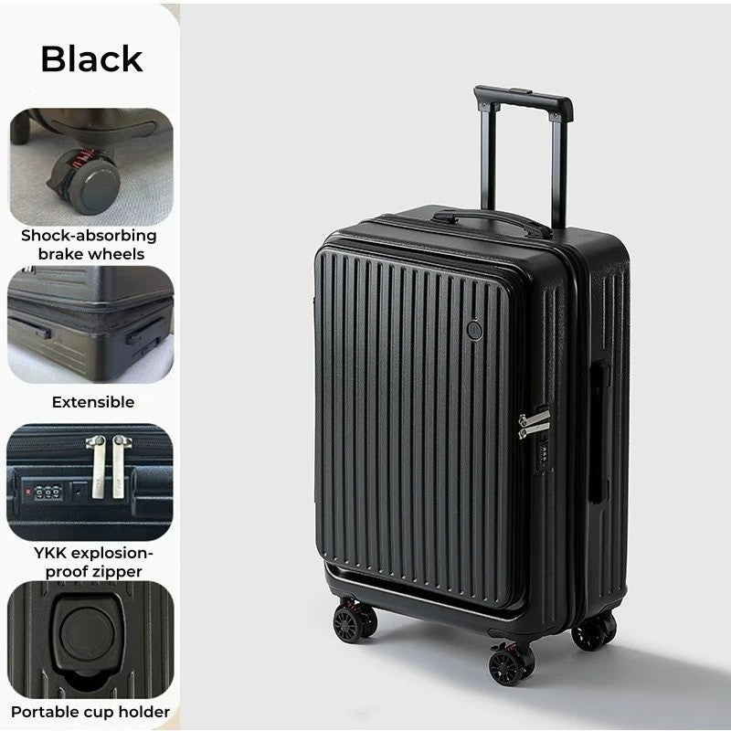 20/28 Inch Expandable Luggage, Lightweight Rolling Suitcase with Cup Holder, Multifunctional Travel Trolley