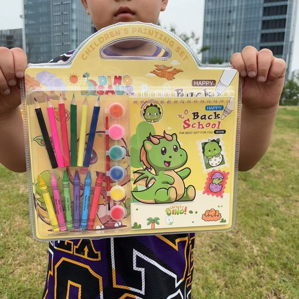SG Children's Painting Set Stationery Gift Box Cartoon Drawing Book Goodie Bag Kids Birthday Party Gift Set