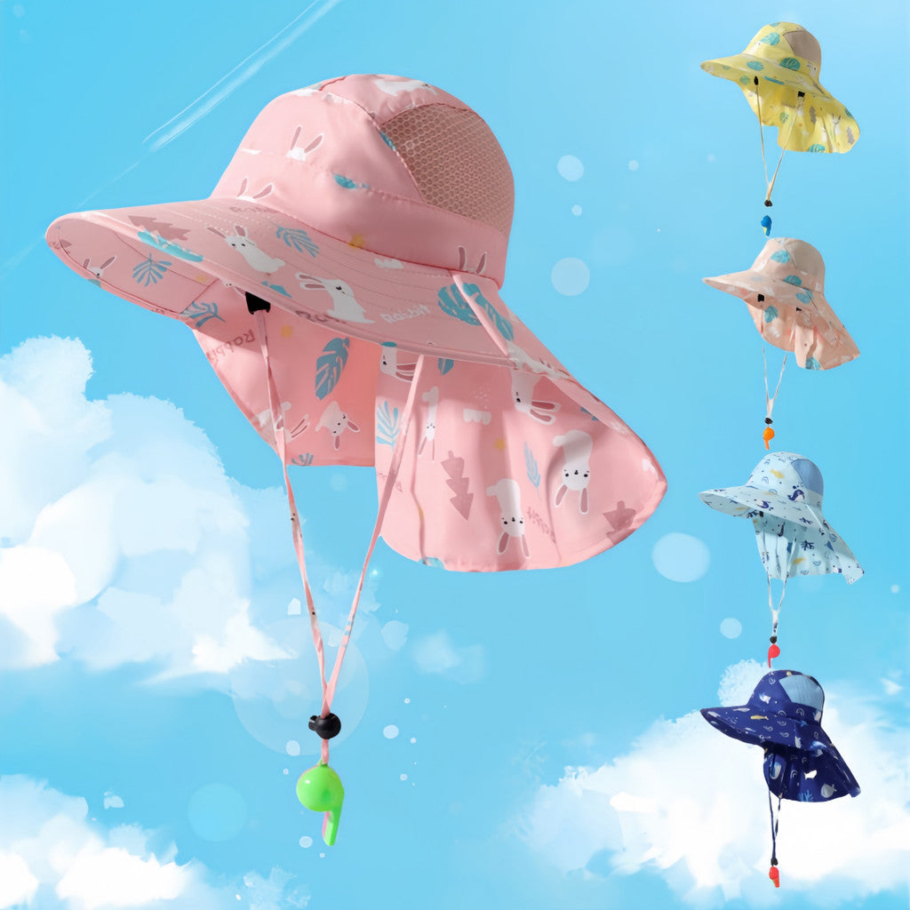 【SG stock】UV Protection Kids Sun Hat Big Brim Sunshade Hat Summer Breathable Fisherman Hat Neck Protection