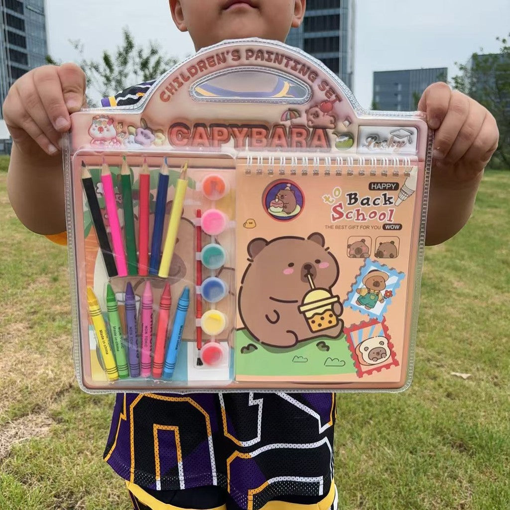 SG Children's Painting Set Stationery Gift Box Cartoon Drawing Book Goodie Bag Kids Birthday Party Gift Set