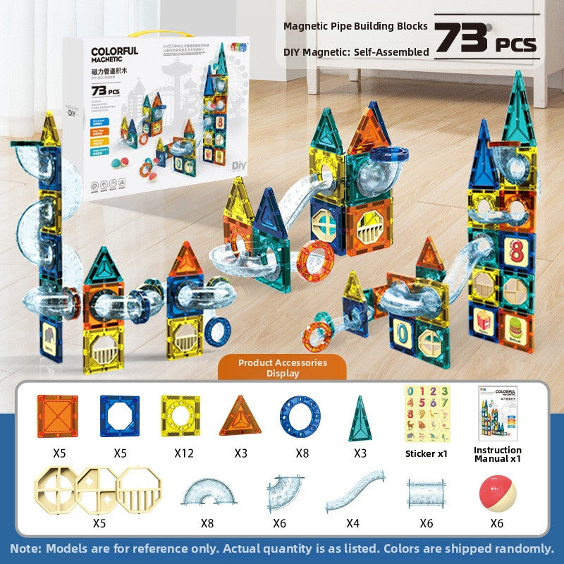 SG  Magnetic Tiles Pipe Blocks for Toddlers 3D Clear Magnets STEM Toys Children Magnetic Tiles Building Set