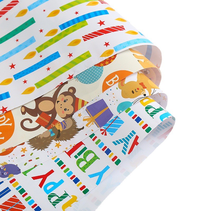 Birthday Wrapping Paper /Gift Wrappers for Holiday Kids Gift Box Packaging Paper/Card / Ribbon