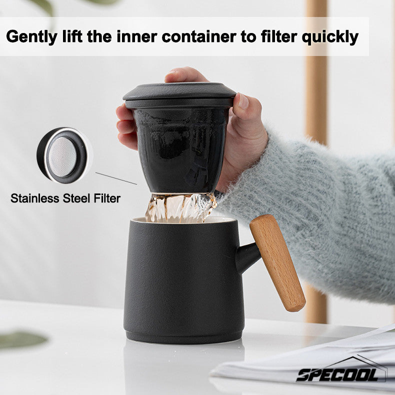 SG Specool® Tea Cup Gift Box Set Ceramic Mug Gift Set Tea Water Separation Cup Present Souvenirs Friends Father Gifts
