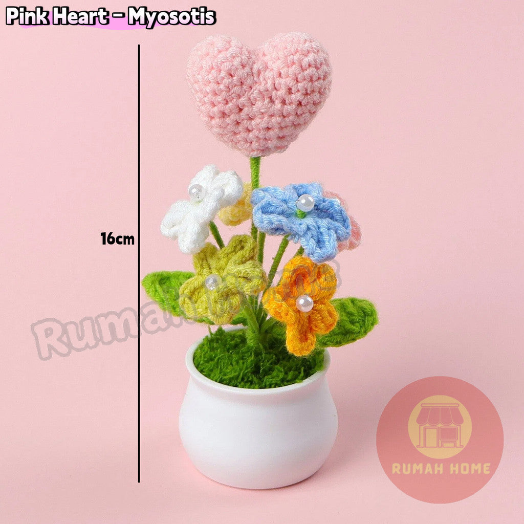 Crochet Sunflower Mini Potted Flower Handmade Decor Office Desk Car Decor Gift for Women Teachers Birthday Christmas
