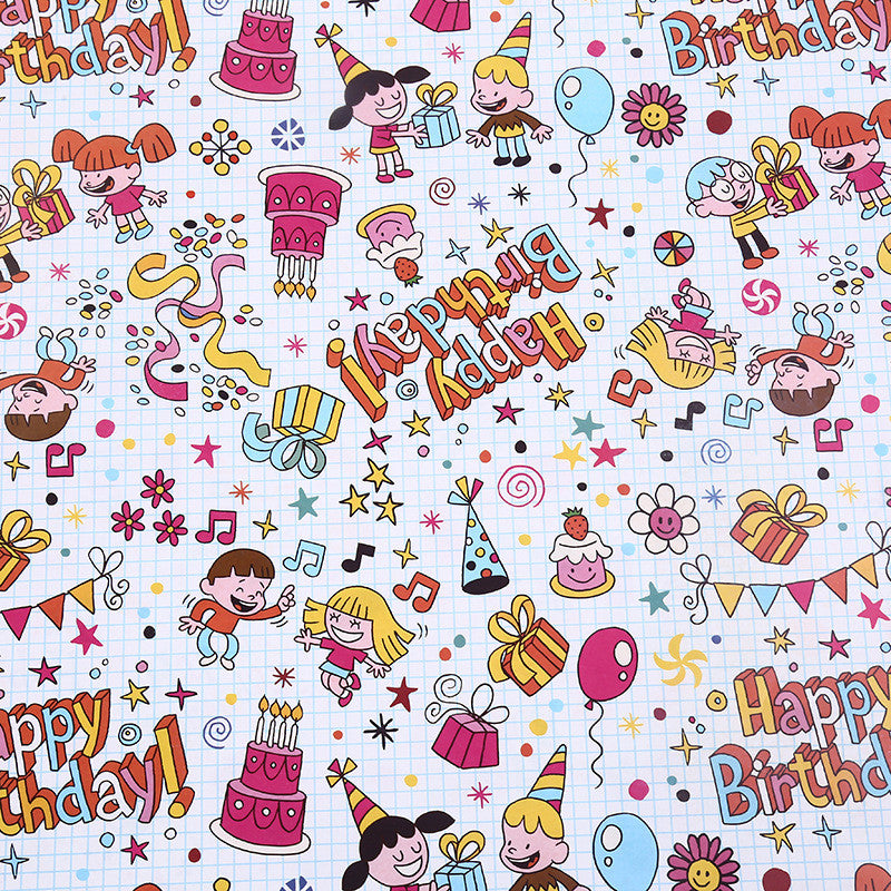 Birthday Wrapping Paper /Gift Wrappers for Holiday Kids Gift Box Packaging Paper/Card / Ribbon