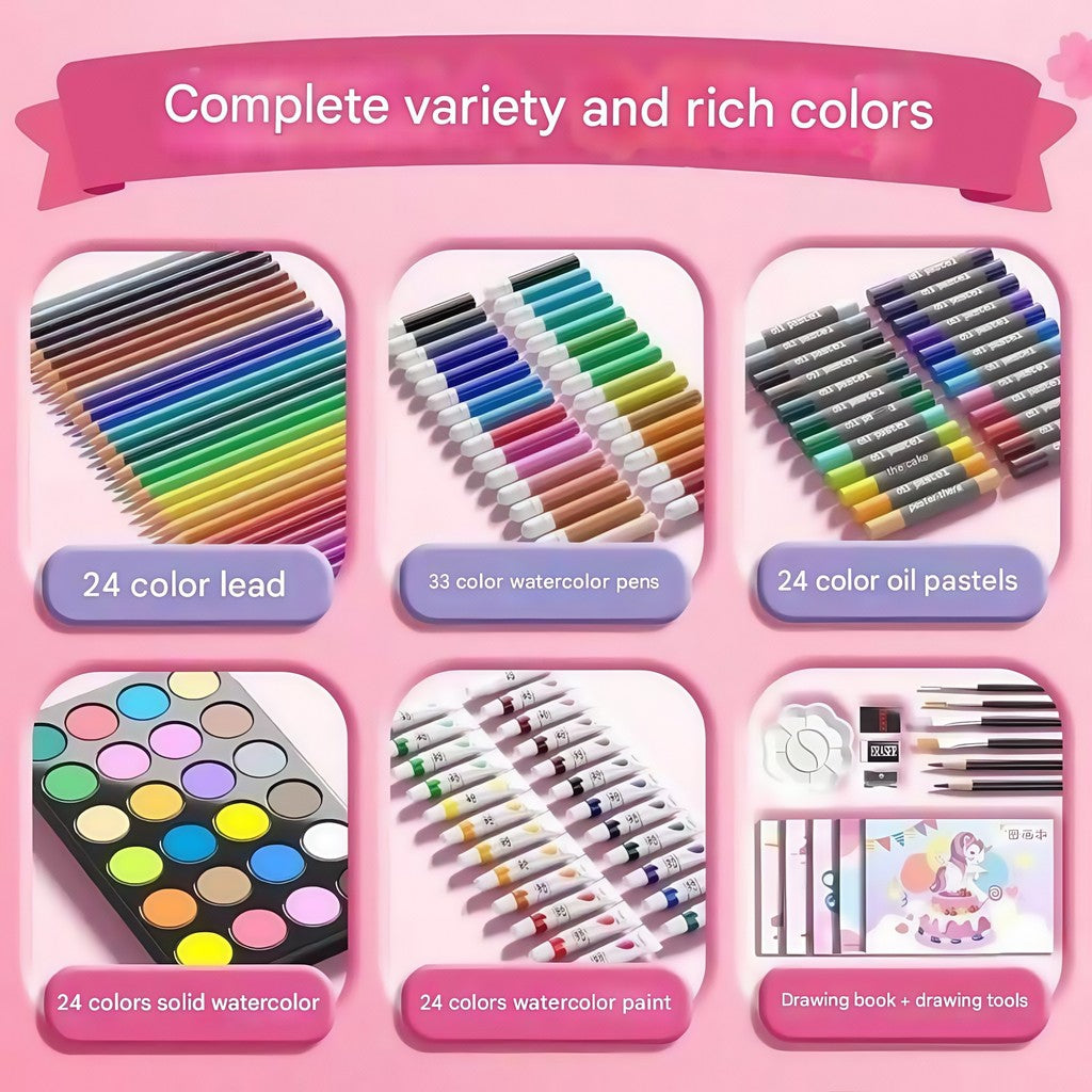 145 brush set, acrylic watercolor pen, children's color pen gift box, art painting stationery supplies