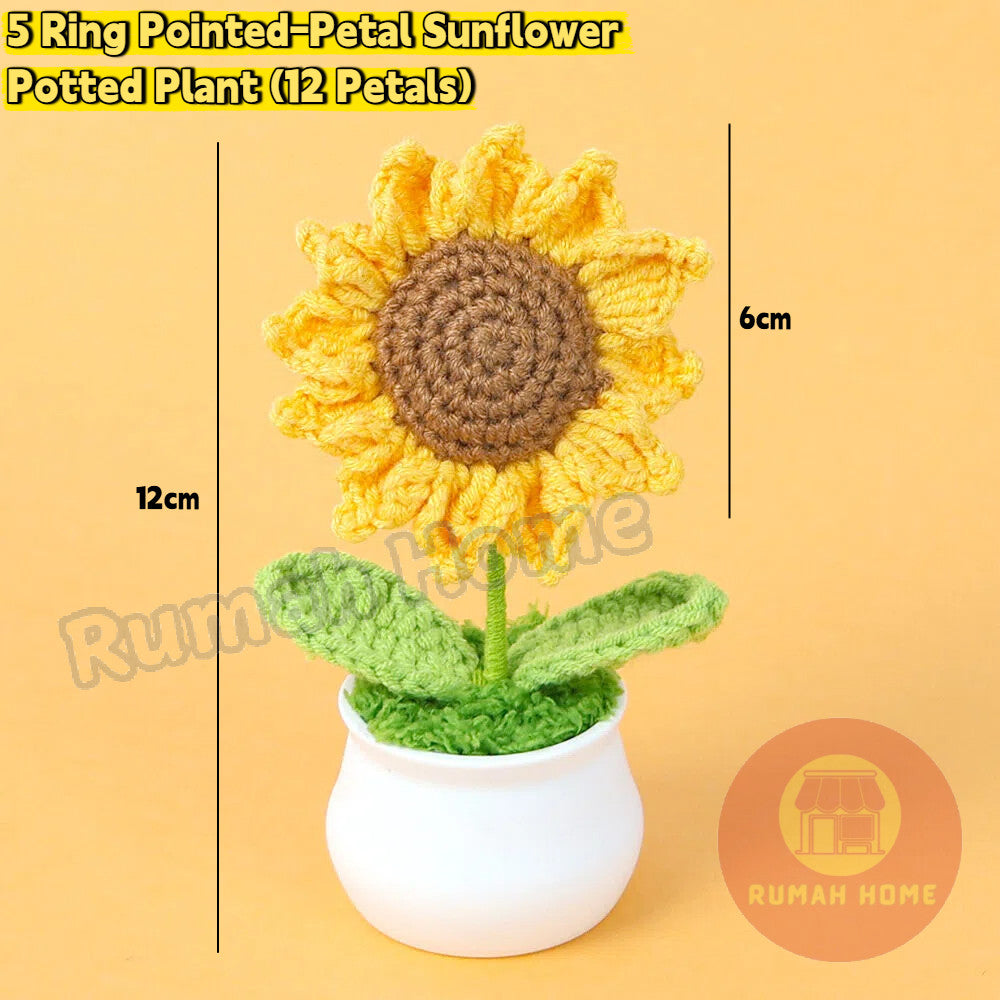 Crochet Sunflower Mini Potted Flower Handmade Decor Office Desk Car Decor Gift for Women Teachers Birthday Christmas