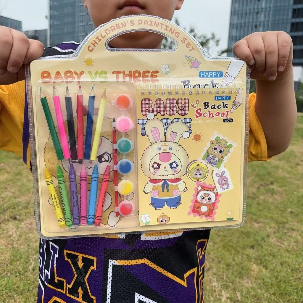 SG Children's Painting Set Stationery Gift Box Cartoon Drawing Book Goodie Bag Kids Birthday Party Gift Set