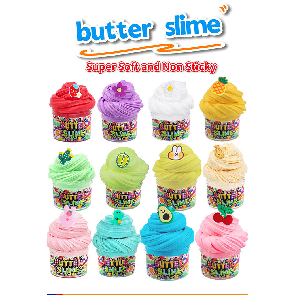 12 color butter mud slime set, slime cotton mud puff glue, color mud foaming clay