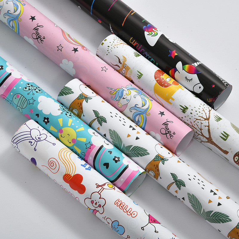 Birthday Wrapping Paper /Gift Wrappers for Holiday Kids Gift Box Packaging Paper/Card / Ribbon